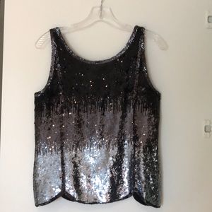 black and silver ombré sequin top from BCBG.